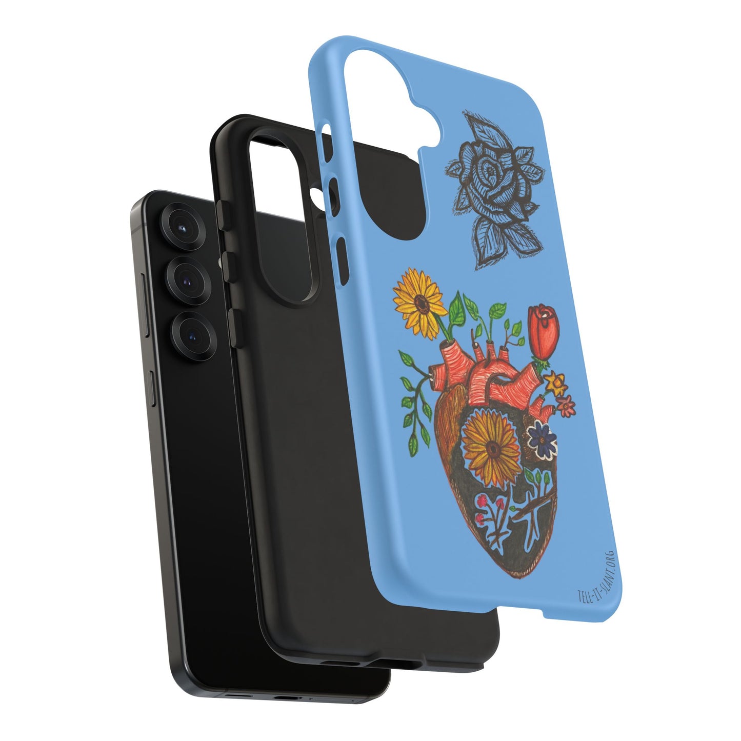 CUSTOMIZABLE Floral Heart & Rose Phone Case Design (Available for many devices)