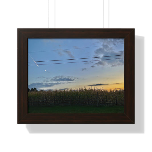 Serene Maine Rural Farm Sunset Framed Wall Art