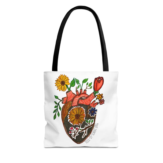 Anatomical Heart Growing Flowers Unique Literary Tote Bag