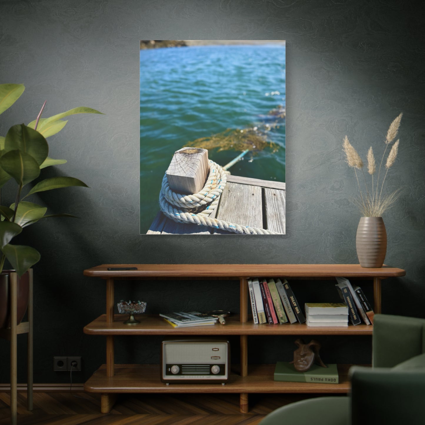 Nautical Maine Dock & Rope Canvas Print 9x12", 16x20", 36x48"