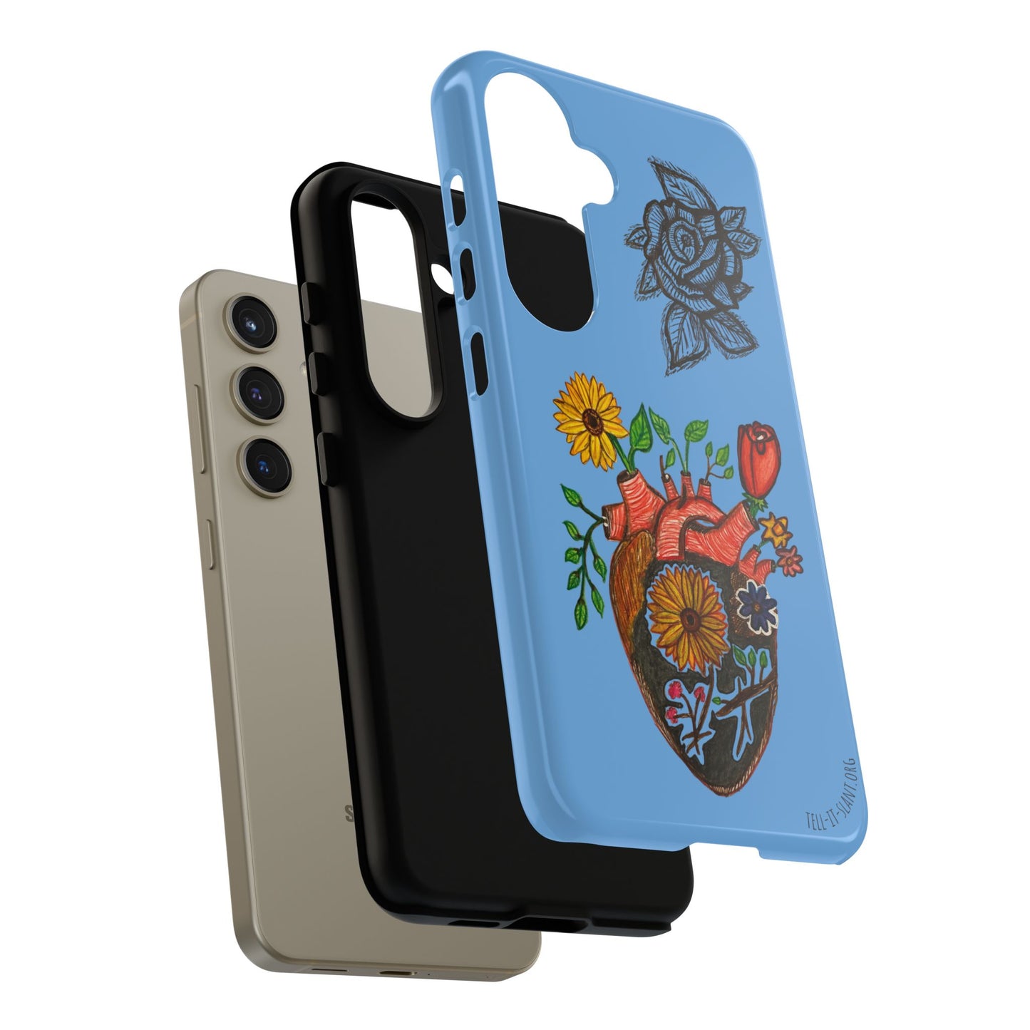 CUSTOMIZABLE Floral Heart & Rose Phone Case Design (Available for many devices)