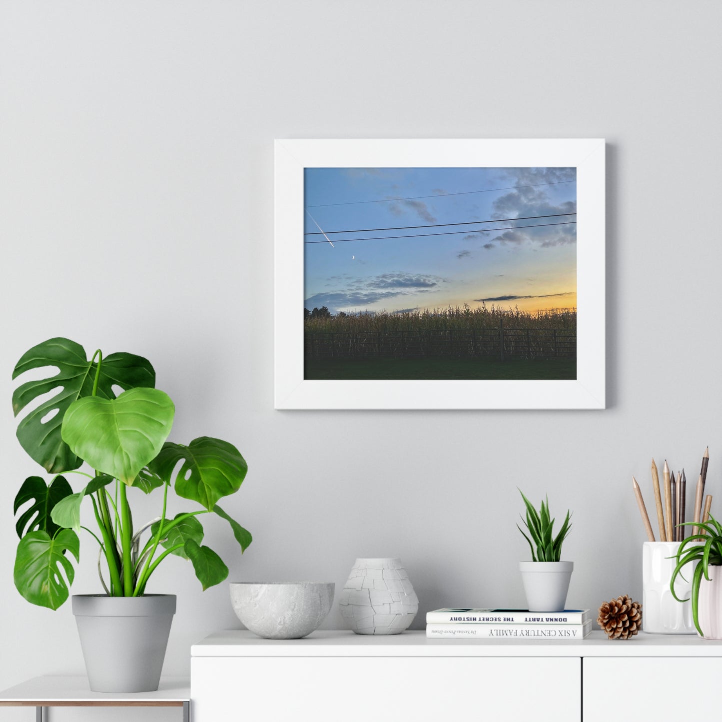 Serene Maine Rural Farm Sunset Framed Wall Art