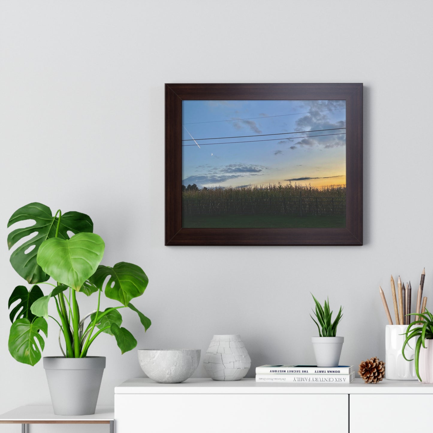 Serene Maine Rural Farm Sunset Framed Wall Art