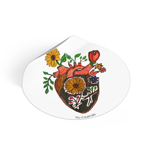 Colorful Anatomical Heart with Flowers Sticker