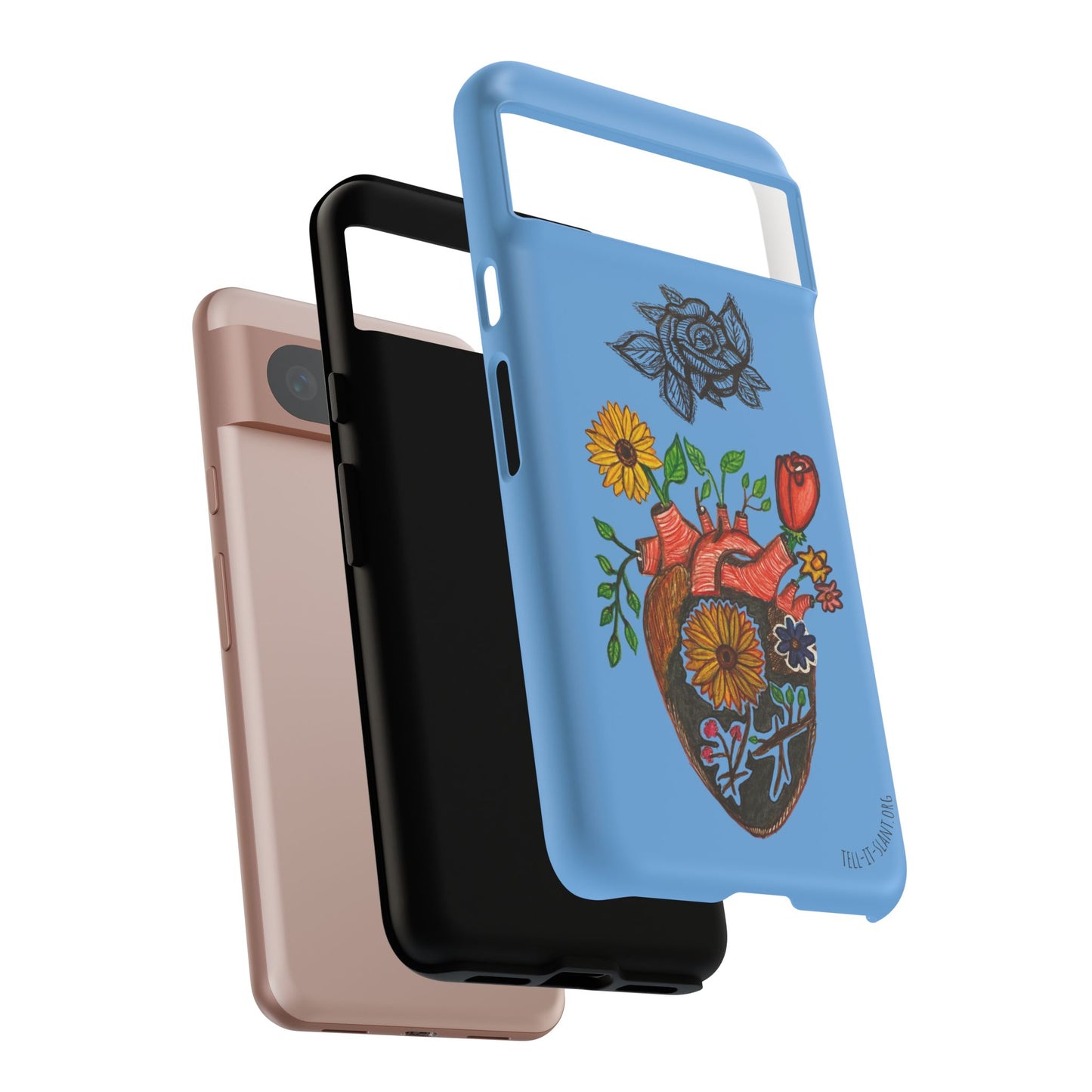 CUSTOMIZABLE Floral Heart & Rose Phone Case Design (Available for many devices)