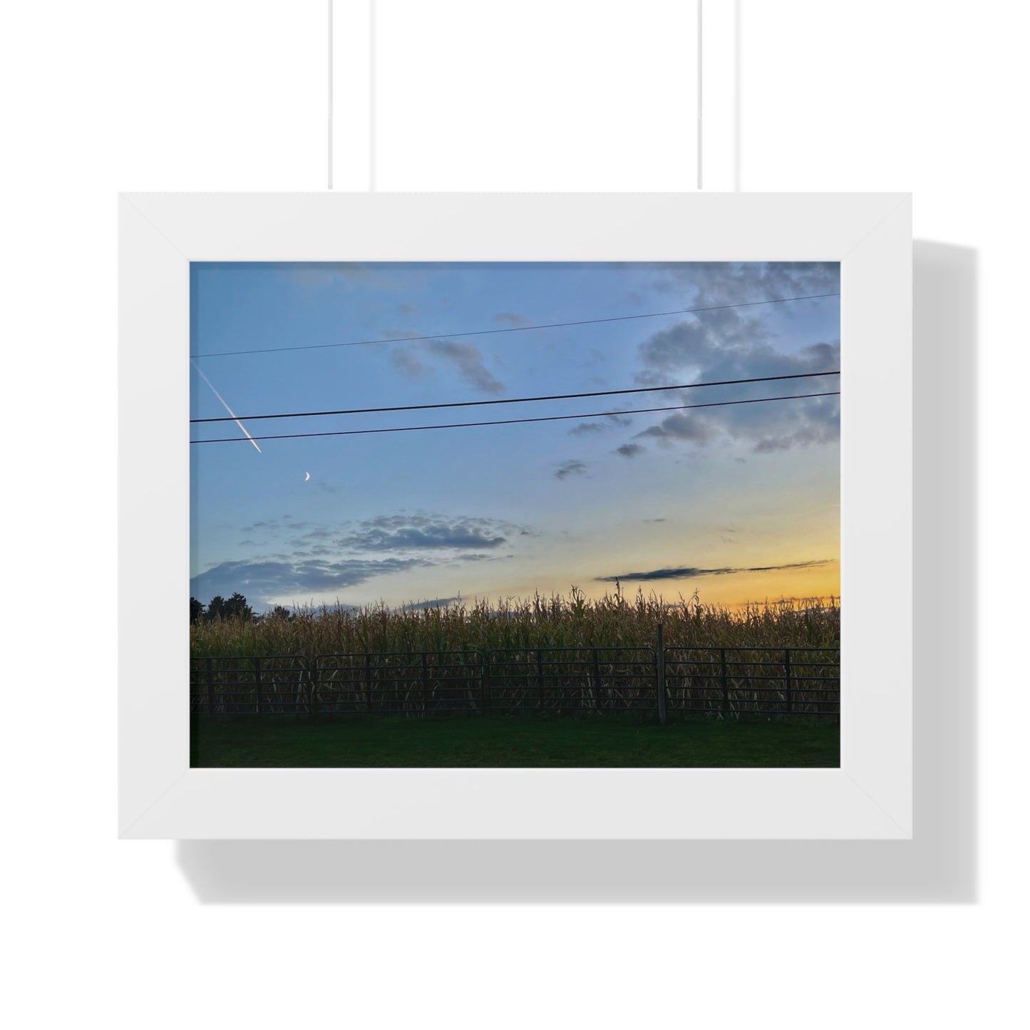 Serene Maine Rural Farm Sunset Framed Wall Art