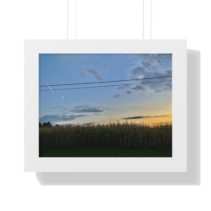 Serene Maine Rural Farm Sunset Framed Wall Art