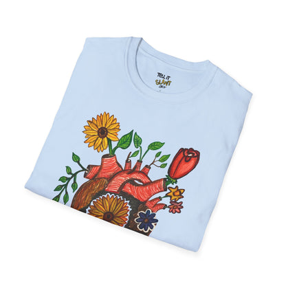 Floral Anatomical Heart T-Shirt