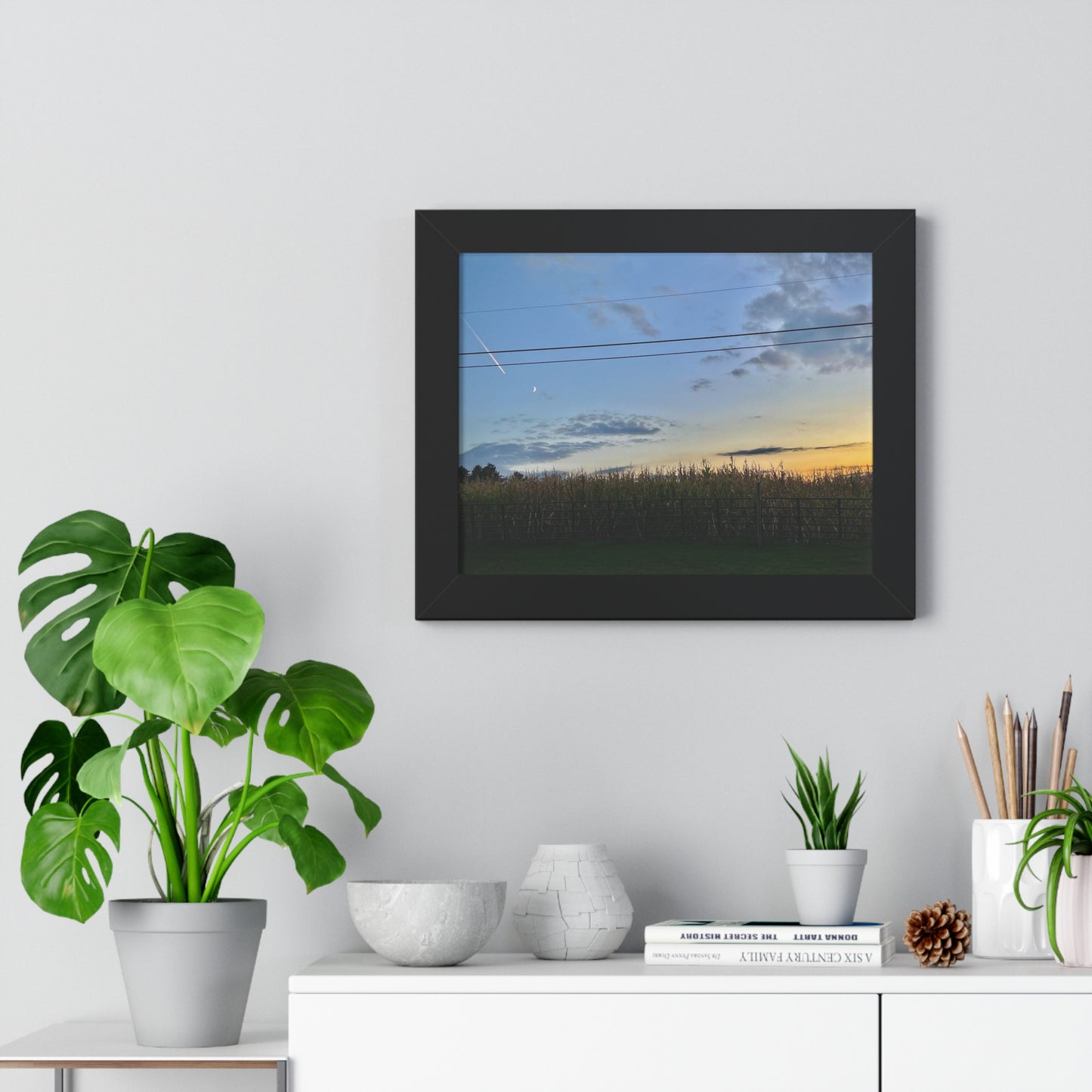 Serene Maine Rural Farm Sunset Framed Wall Art