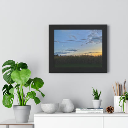 Serene Maine Rural Farm Sunset Framed Wall Art
