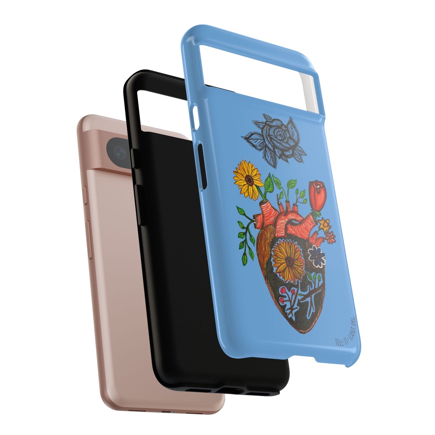 CUSTOMIZABLE Floral Heart & Rose Phone Case Design (Available for many devices)