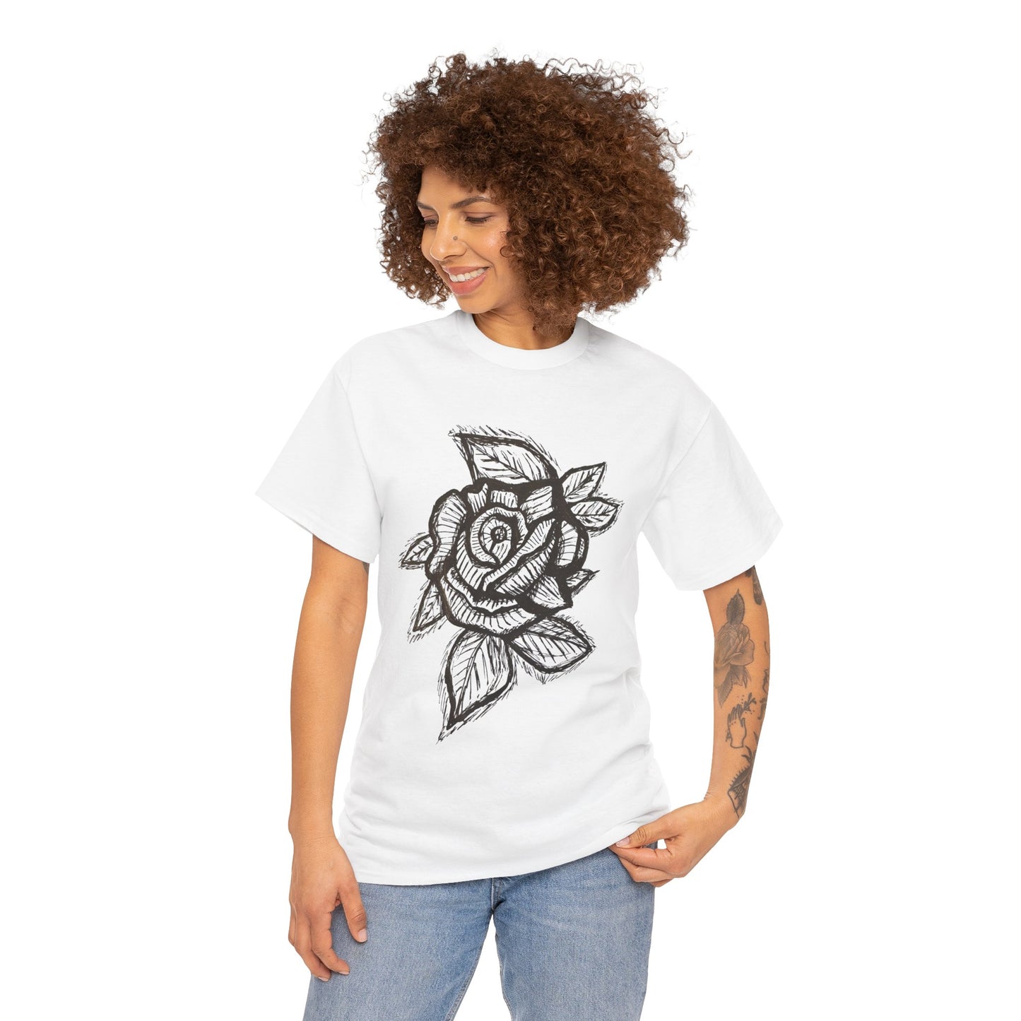Bold Lines Rose Sketch T-Shirt