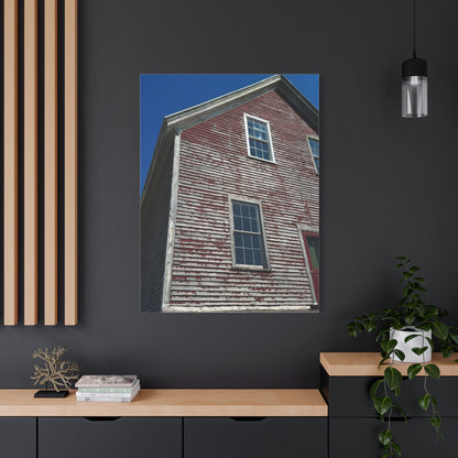 Grange rouge classique rustique du Maine avec vue sur la mer sur toile, Orr's Island