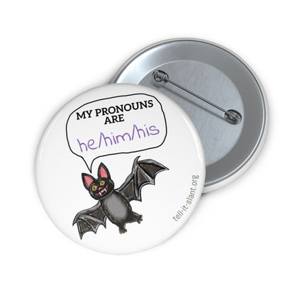 Vampire Bat 2.25” Pronoun Pin **CUSTOMIZABLE**