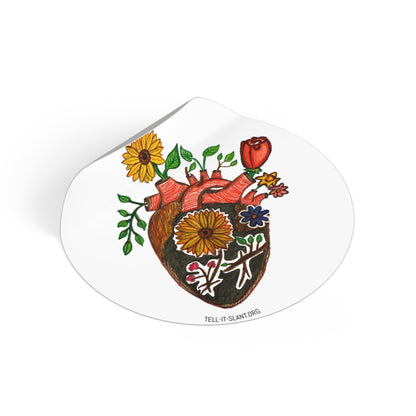 Colorful Anatomical Heart with Flowers Sticker